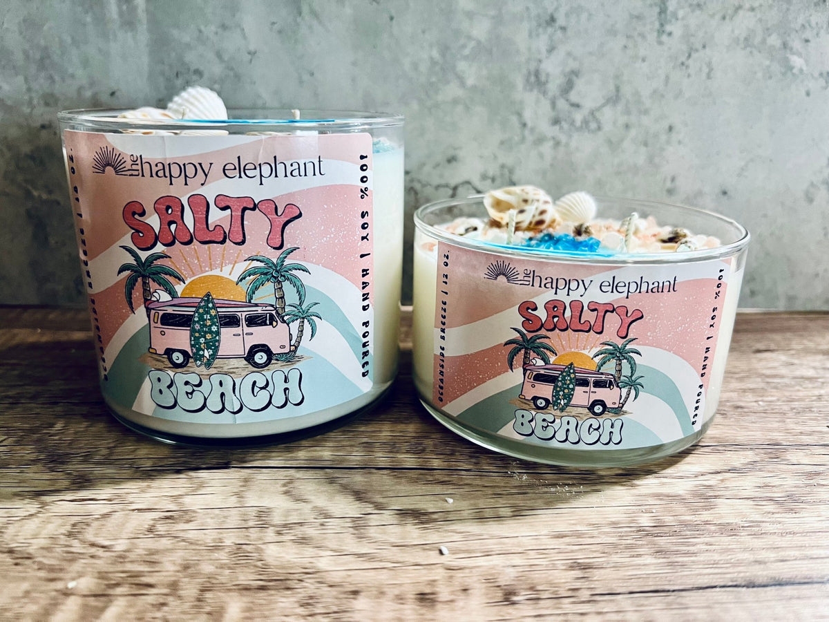 Salty Beach Soy Candle (Oceanside Breeze) - The Happy Elephant